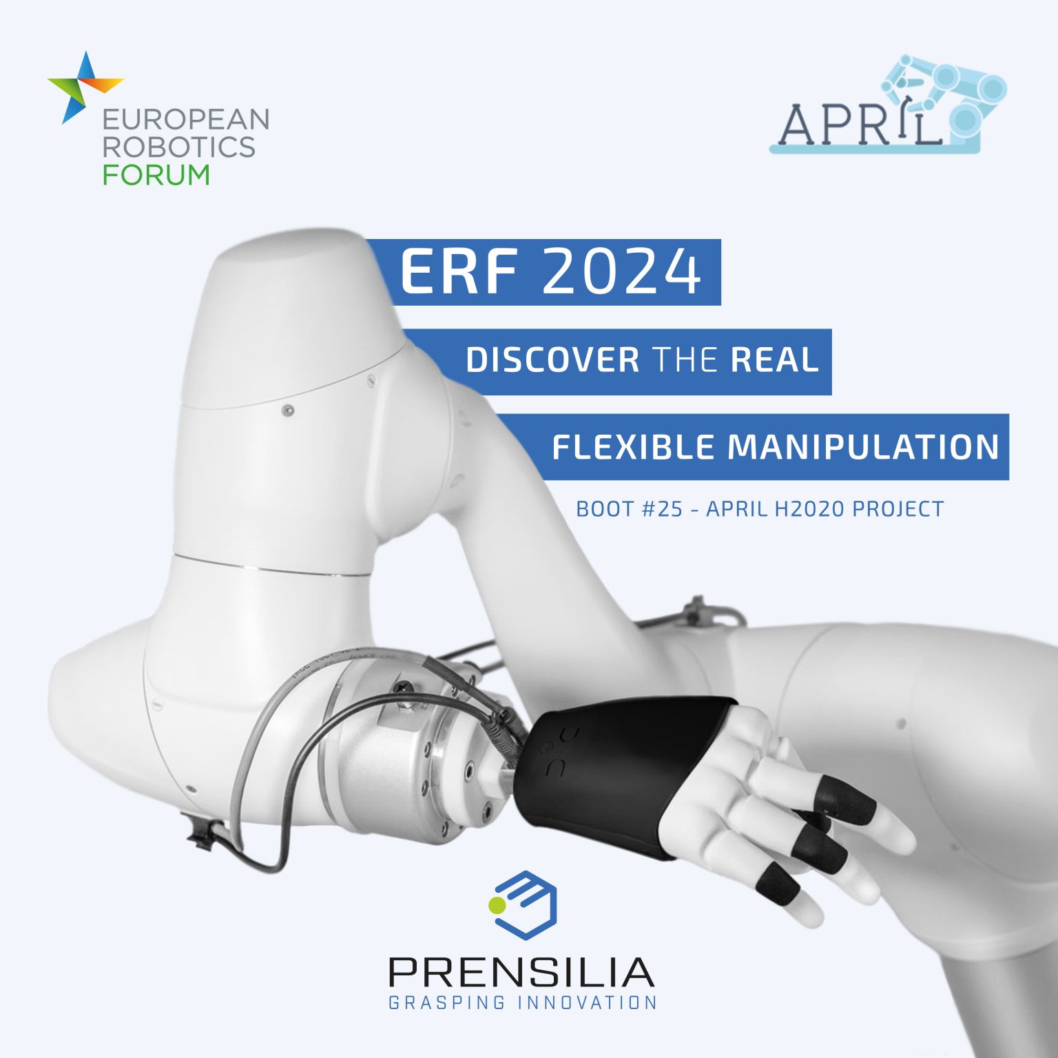 Poster of ERF 2024 with Mia Hand from Prensilia at the center of the image